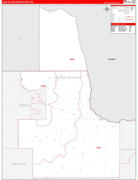 Lake of the Woods County, MN Zip Code Map